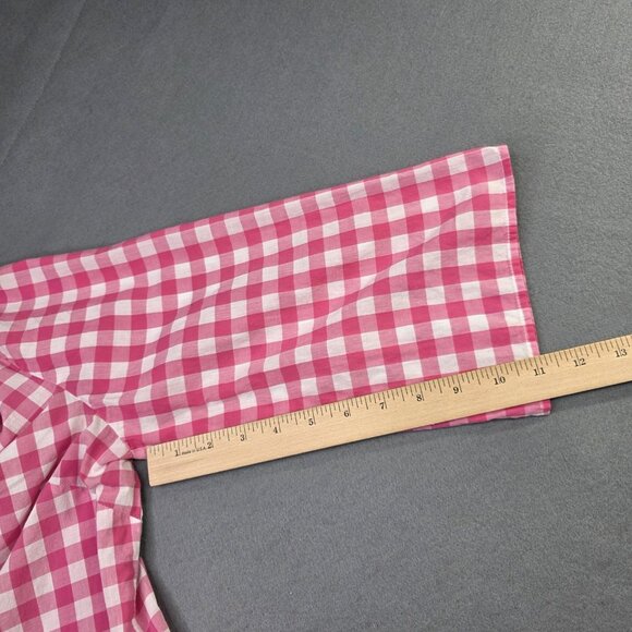 Talbots Shirt Womens L Pink White Gingham Check Tunic Cotton 3/4 Sl Peasant Boho - Picture 10 of 11